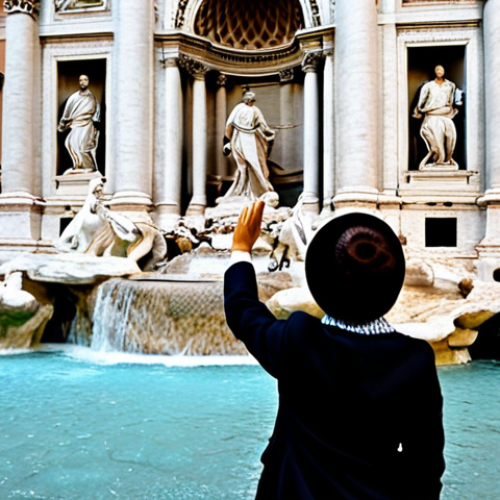 Home 27 로마 영화 촬영된 장소 - Trevi Fountain Scene**
"A fully clothed tourist in modest attire tossing a Turkish Lira coin into t...