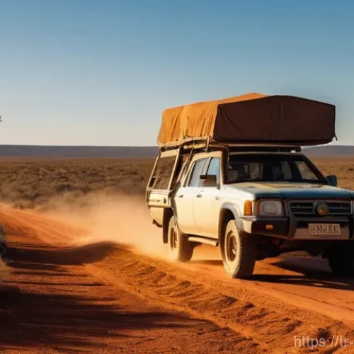 Home 26 호주 영화 촬영된 지역 - **Outback Adventure:** A cinematic wide shot of the vast, dusty Australian Outback at golden hour. A...