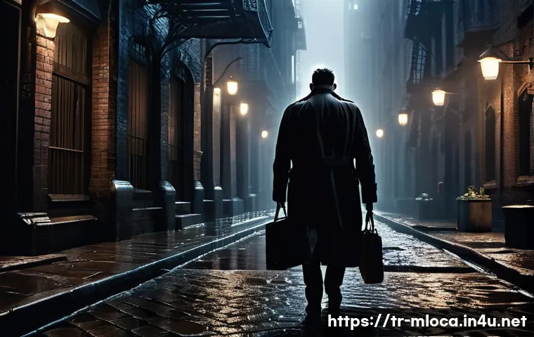 DC 유니버스 촬영된 장소 - **Prompt:** A sprawling, rain-slicked Gotham City alleyway at dusk. Tall, gothic skyscrapers with in...